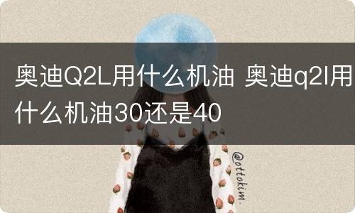 奥迪Q2L用什么机油 奥迪q2l用什么机油30还是40