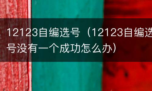 12123自编选号（12123自编选号没有一个成功怎么办）