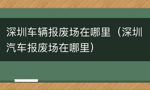 深圳车辆报废场在哪里（深圳汽车报废场在哪里）