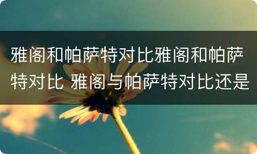 雅阁和帕萨特对比雅阁和帕萨特对比 雅阁与帕萨特对比还是雅阁好