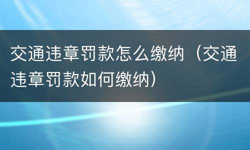 交通违章罚款怎么缴纳（交通违章罚款如何缴纳）