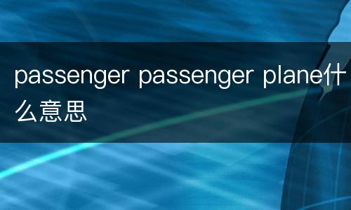 passenger passenger plane什么意思