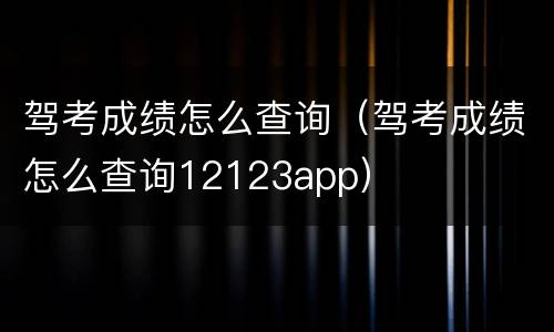 驾考成绩怎么查询（驾考成绩怎么查询12123app）