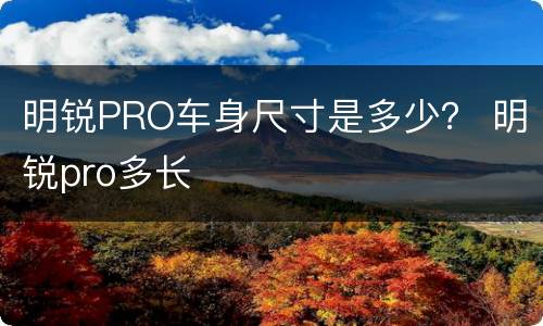 明锐PRO车身尺寸是多少？ 明锐pro多长