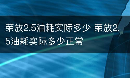 荣放2.5油耗实际多少 荣放2.5油耗实际多少正常