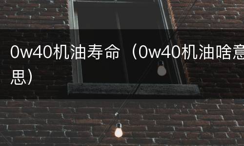 0w40机油寿命（0w40机油啥意思）