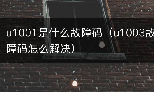 u1001是什么故障码（u1003故障码怎么解决）