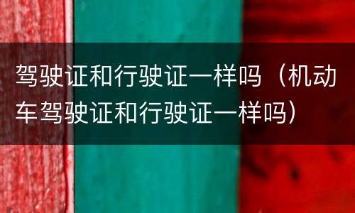 驾驶证和行驶证一样吗（机动车驾驶证和行驶证一样吗）