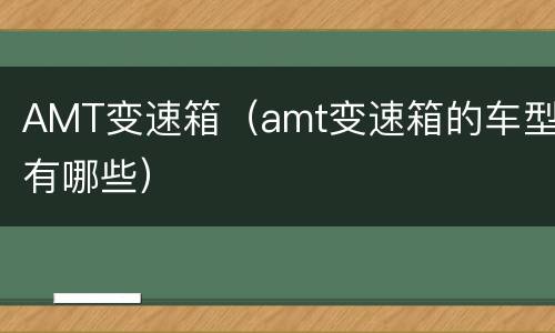 AMT变速箱（amt变速箱的车型有哪些）