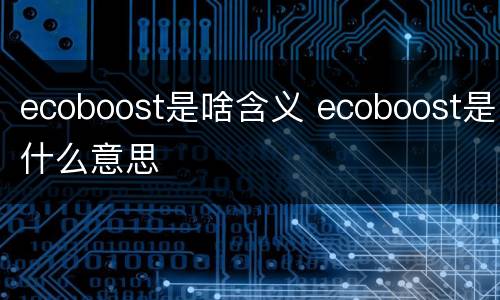 ecoboost是啥含义 ecoboost是什么意思