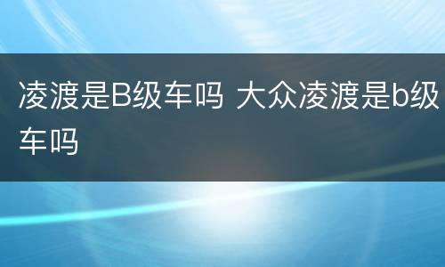 凌渡是B级车吗 大众凌渡是b级车吗