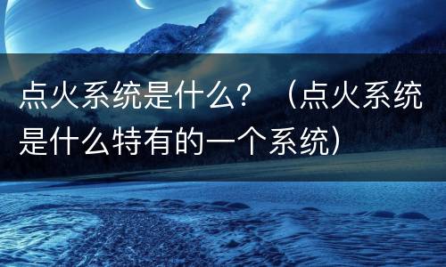 点火系统是什么？（点火系统是什么特有的一个系统）