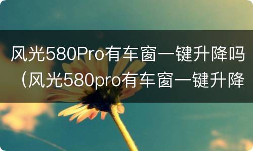 风光580Pro有车窗一键升降吗（风光580pro有车窗一键升降吗怎么设置）