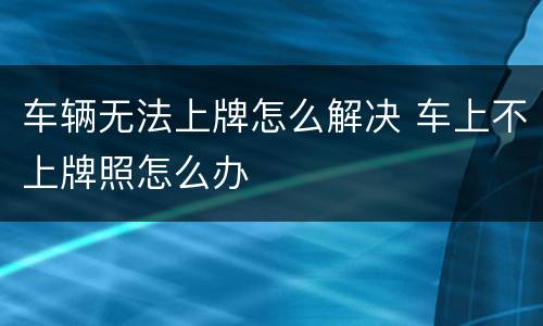 车辆无法上牌怎么解决 车上不上牌照怎么办