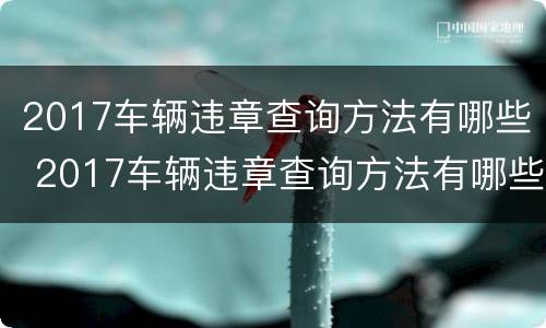 2017车辆违章查询方法有哪些 2017车辆违章查询方法有哪些呀