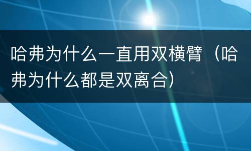 哈弗为什么一直用双横臂（哈弗为什么都是双离合）