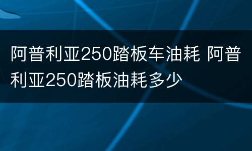 阿普利亚250踏板车油耗 阿普利亚250踏板油耗多少