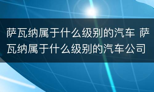 萨瓦纳属于什么级别的汽车 萨瓦纳属于什么级别的汽车公司