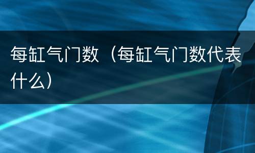 每缸气门数（每缸气门数代表什么）