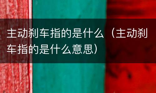 主动刹车指的是什么（主动刹车指的是什么意思）