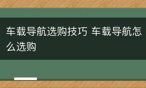 车载导航选购技巧 车载导航怎么选购