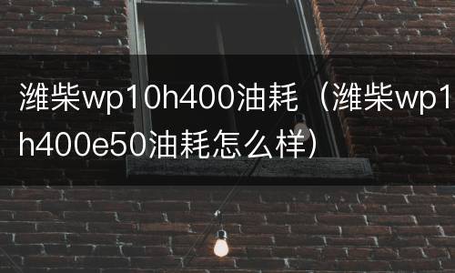 潍柴wp10h400油耗（潍柴wp10h400e50油耗怎么样）