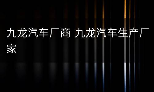 九龙汽车厂商 九龙汽车生产厂家