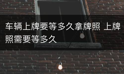 车辆上牌要等多久拿牌照 上牌照需要等多久