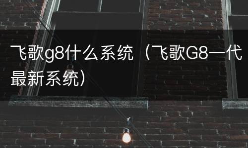 飞歌g8什么系统（飞歌G8一代最新系统）