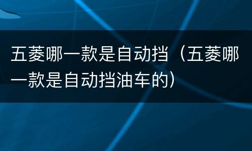 五菱哪一款是自动挡（五菱哪一款是自动挡油车的）