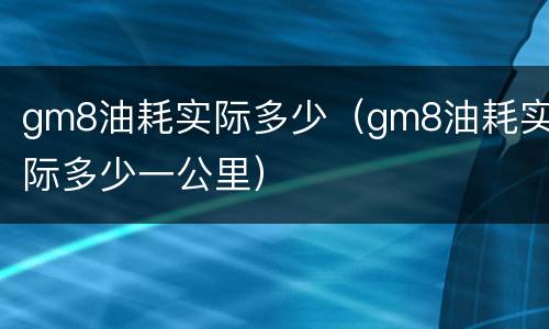 gm8油耗实际多少（gm8油耗实际多少一公里）