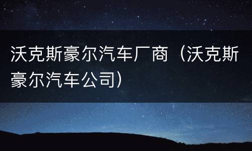 沃克斯豪尔汽车厂商（沃克斯豪尔汽车公司）