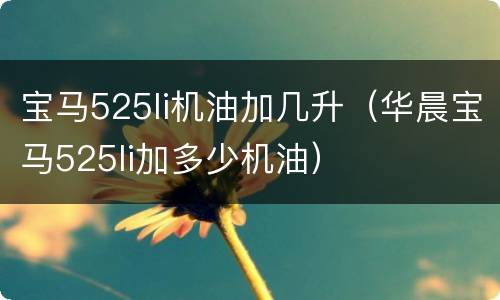 宝马525li机油加几升（华晨宝马525li加多少机油）