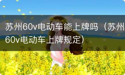 苏州60v电动车能上牌吗（苏州60v电动车上牌规定）