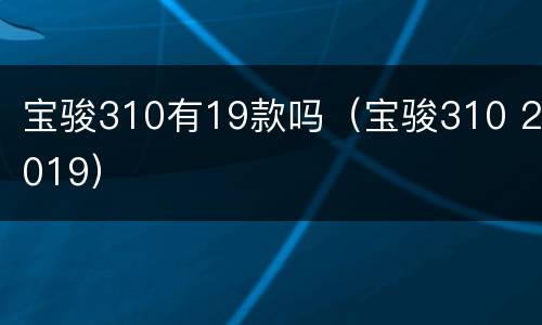 宝骏310有19款吗（宝骏310 2019）