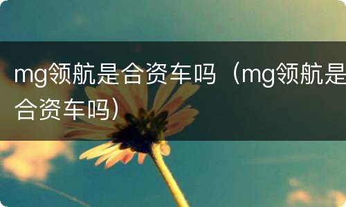 mg领航是合资车吗（mg领航是合资车吗）