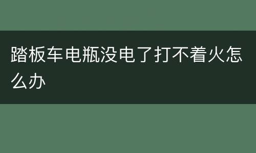 踏板车电瓶没电了打不着火怎么办