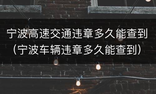 宁波高速交通违章多久能查到（宁波车辆违章多久能查到）