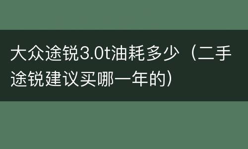 大众途锐3.0t油耗多少（二手途锐建议买哪一年的）