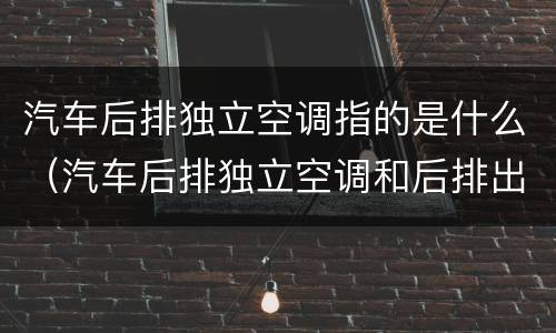 汽车后排独立空调指的是什么（汽车后排独立空调和后排出风口）