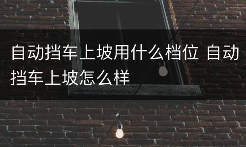 自动挡车上坡用什么档位 自动挡车上坡怎么样