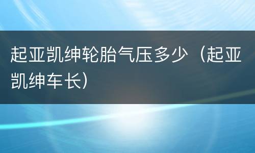 起亚凯绅轮胎气压多少（起亚凯绅车长）