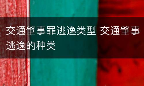 交通肇事罪逃逸类型 交通肇事逃逸的种类