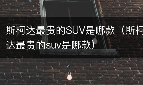 斯柯达最贵的SUV是哪款（斯柯达最贵的suv是哪款）