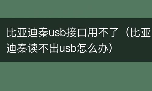 比亚迪秦usb接口用不了（比亚迪秦读不出usb怎么办）