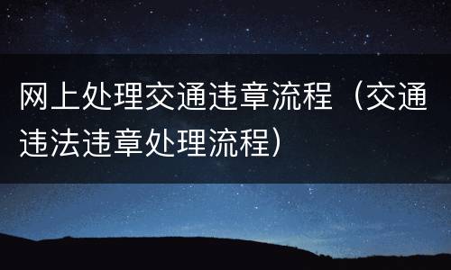 网上处理交通违章流程（交通违法违章处理流程）