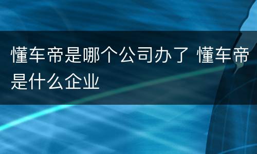 懂车帝是哪个公司办了 懂车帝是什么企业