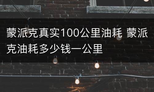 蒙派克真实100公里油耗 蒙派克油耗多少钱一公里