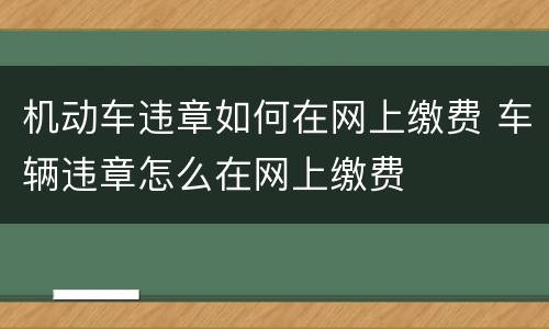 机动车违章如何在网上缴费 车辆违章怎么在网上缴费