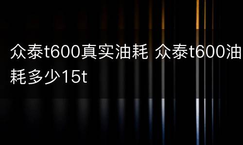 众泰t600真实油耗 众泰t600油耗多少15t